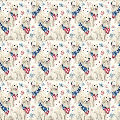 Americana Golden Retriever Wrapping Paper — repeating pattern tile