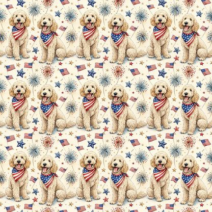 Americana Goldendoodle Wrapping Paper — repeating pattern tile