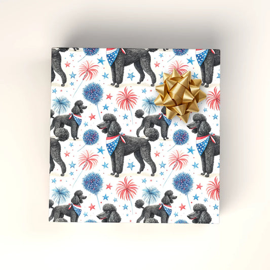 Americana Poodle Wrapping Paper — wrapped gift presentation