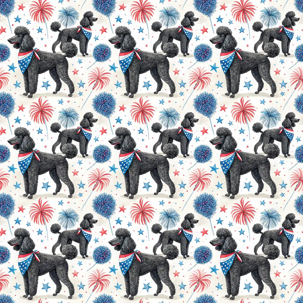 Americana Poodle Wrapping Paper — repeating pattern tile