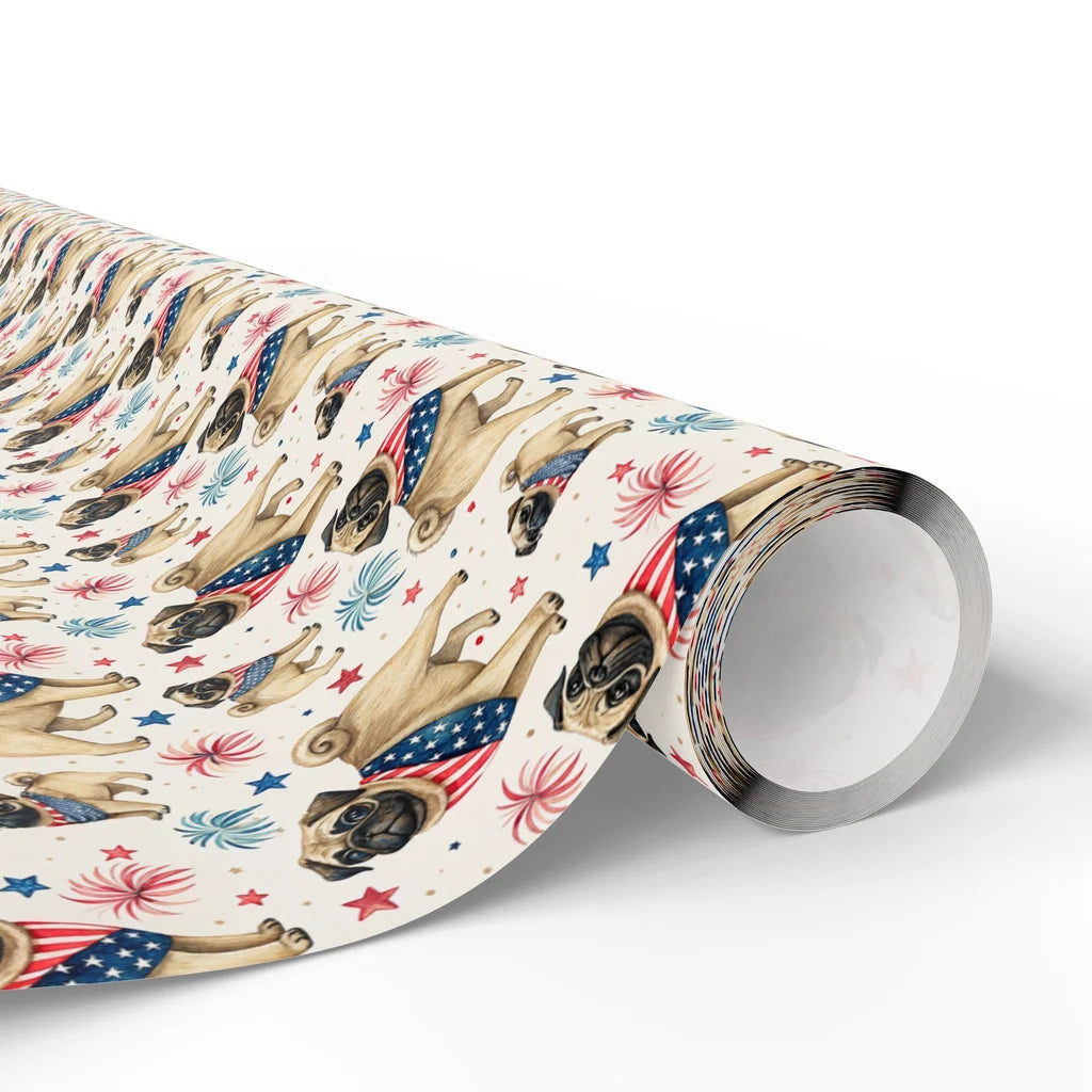 Americana Pug Wrapping Paper — paper roll