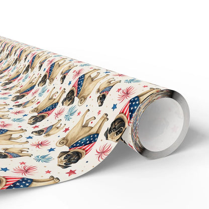Americana Pug Wrapping Paper — paper roll