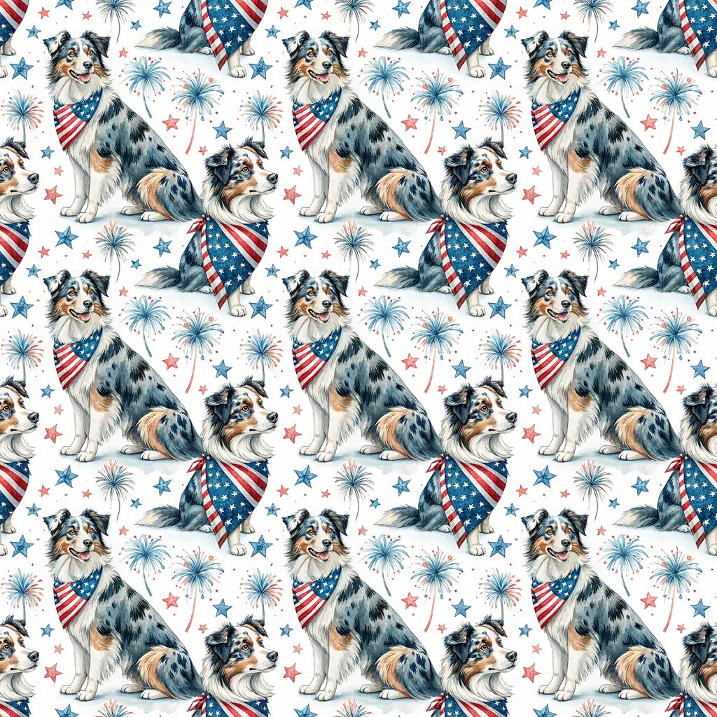 Australian Shepherd Americana Wrapping Paper — repeating pattern tile