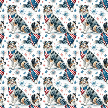 Australian Shepherd Americana Wrapping Paper — repeating pattern tile