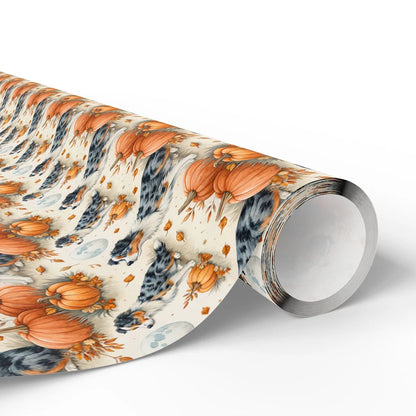 Australian Shepherd Fall Pumpkin Wrapping Paper — paper roll