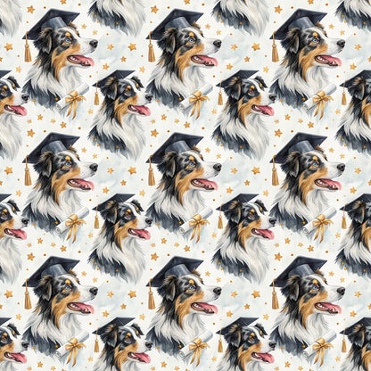 Australian Shepherd Graduation Wrapping Paper — repeating pattern tile