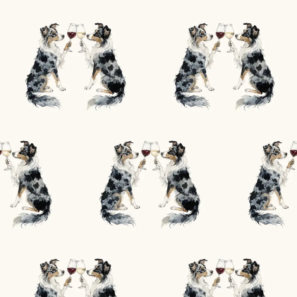 Australian Shepherd Happy Hour Wrapping Paper — repeating pattern tile