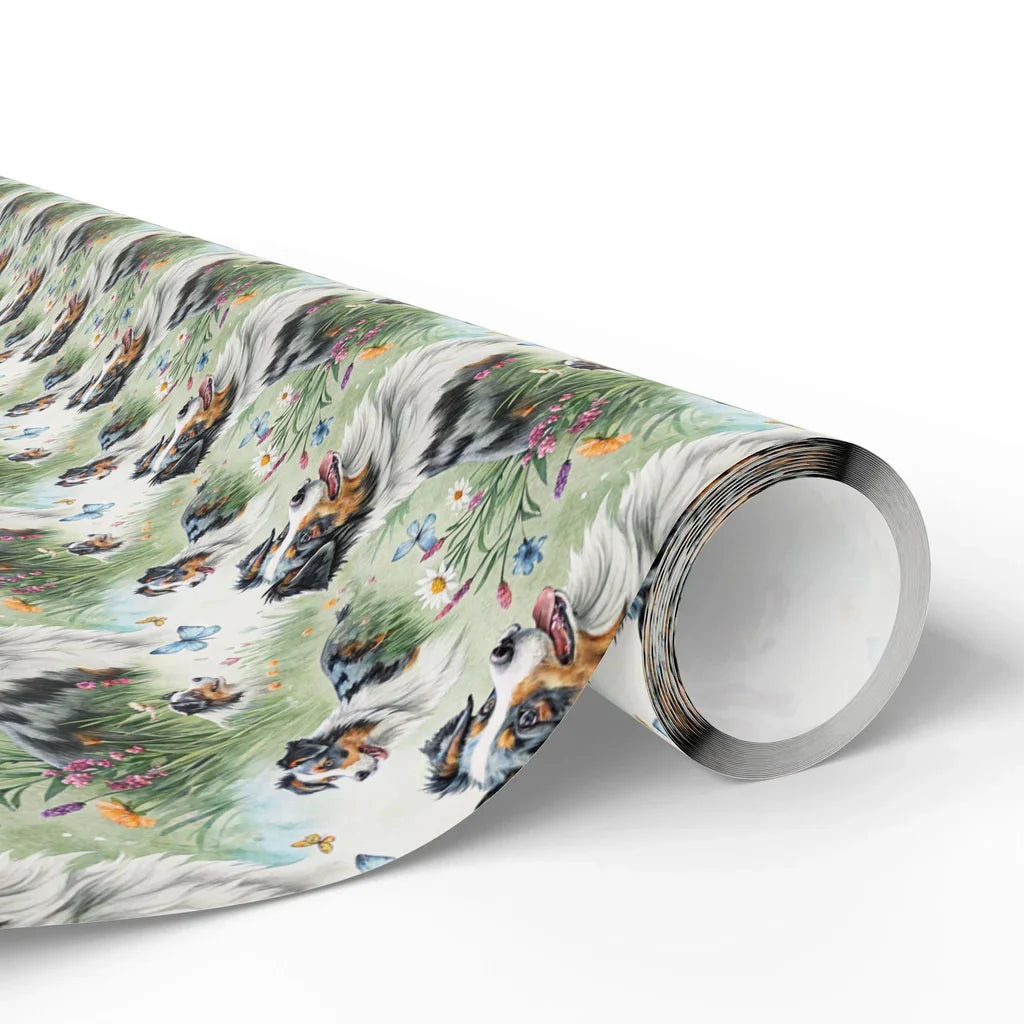 Australian Shepherd Wildflower Wrapping Paper — paper roll