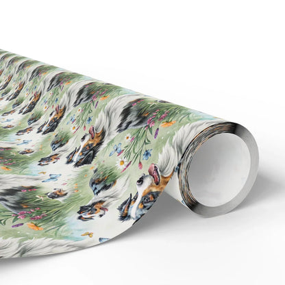 Australian Shepherd Wildflower Wrapping Paper — paper roll