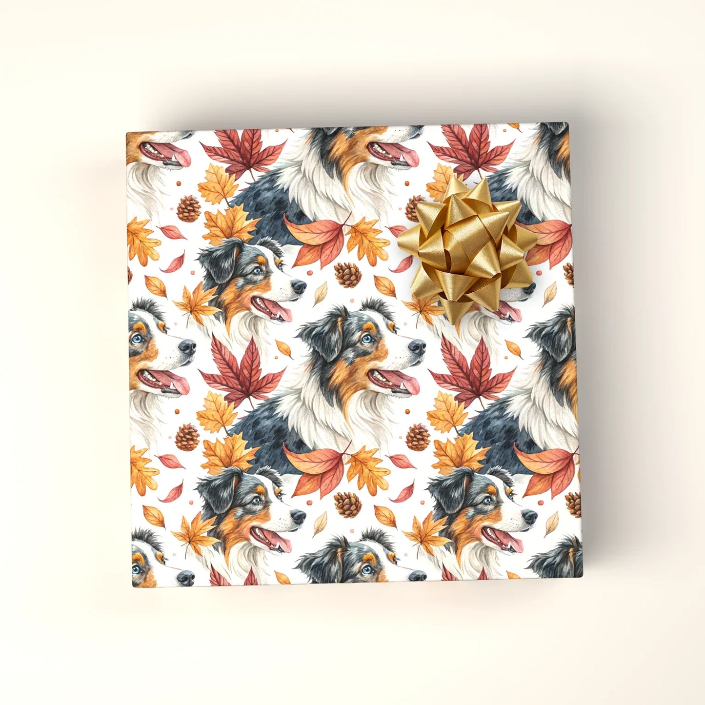 Autumn Australian Shepherd Wrapping Paper — wrapped gift presentation