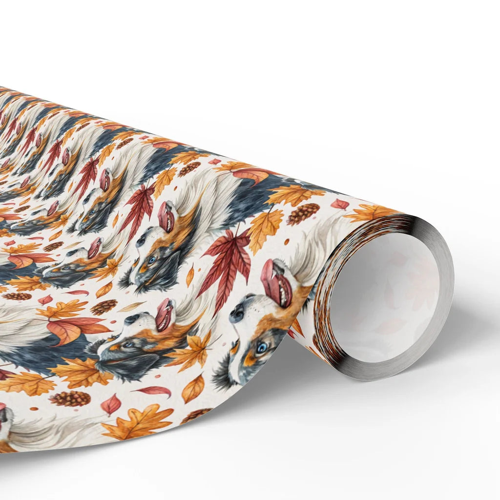 Autumn Australian Shepherd Wrapping Paper — paper roll