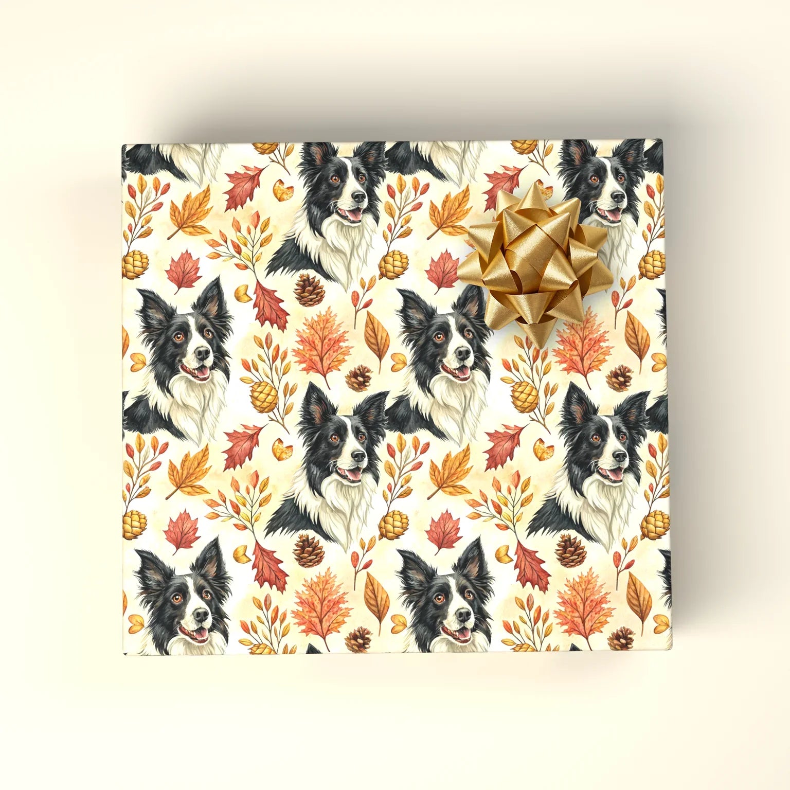 Autumn Border Collie Wrapping Paper — wrapped gift presentation