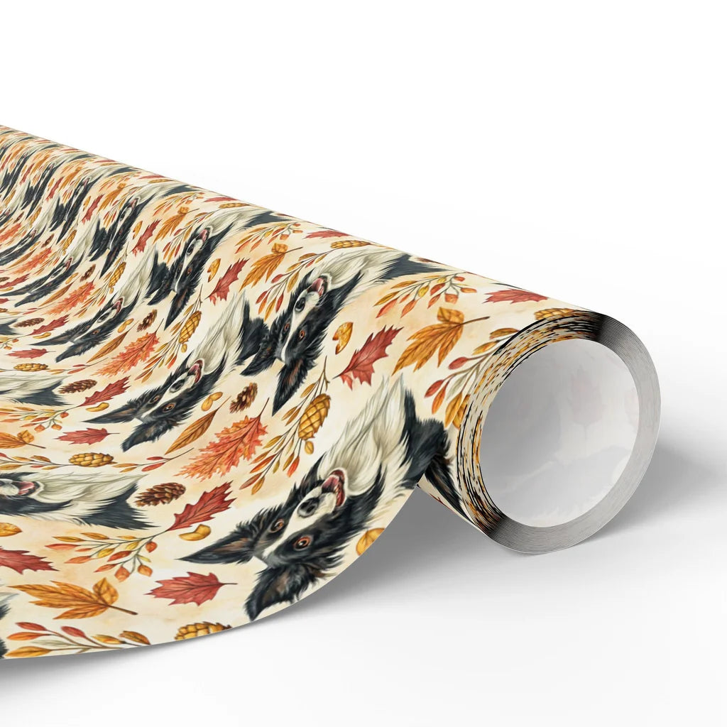 Autumn Border Collie Wrapping Paper — paper roll