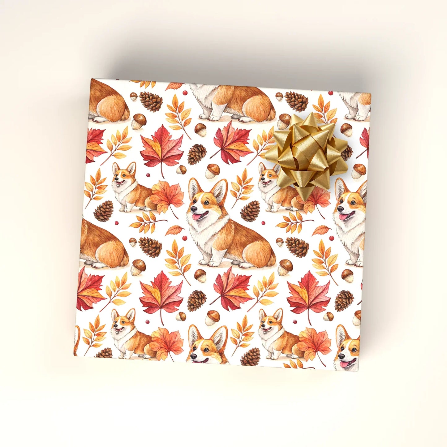 Autumn Corgi Wrapping Paper — wrapped gift presentation