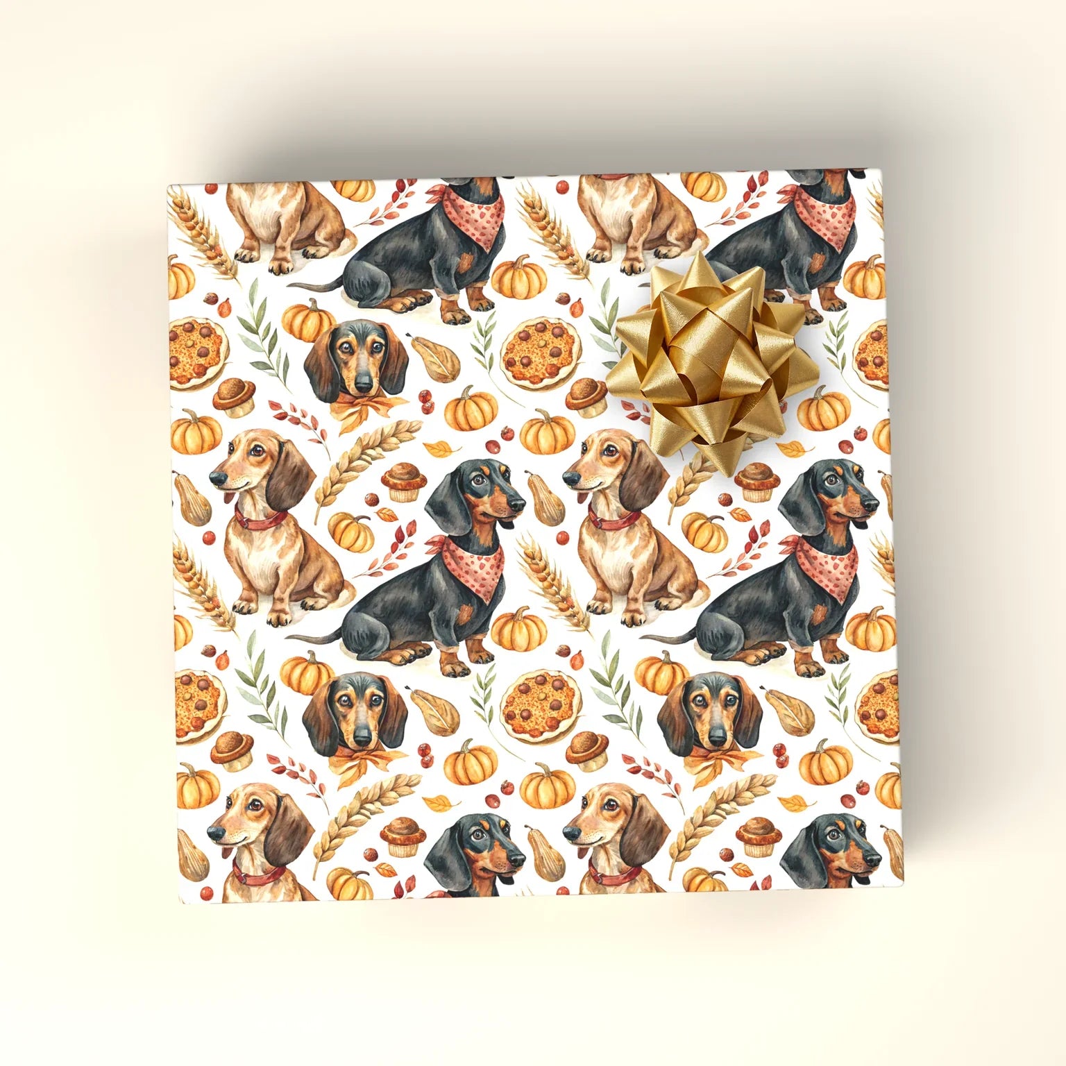 Autumn Dachshund Wrapping Paper — wrapped gift presentation
