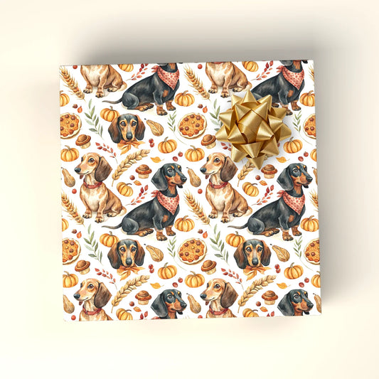 Autumn Dachshund Wrapping Paper — wrapped gift presentation