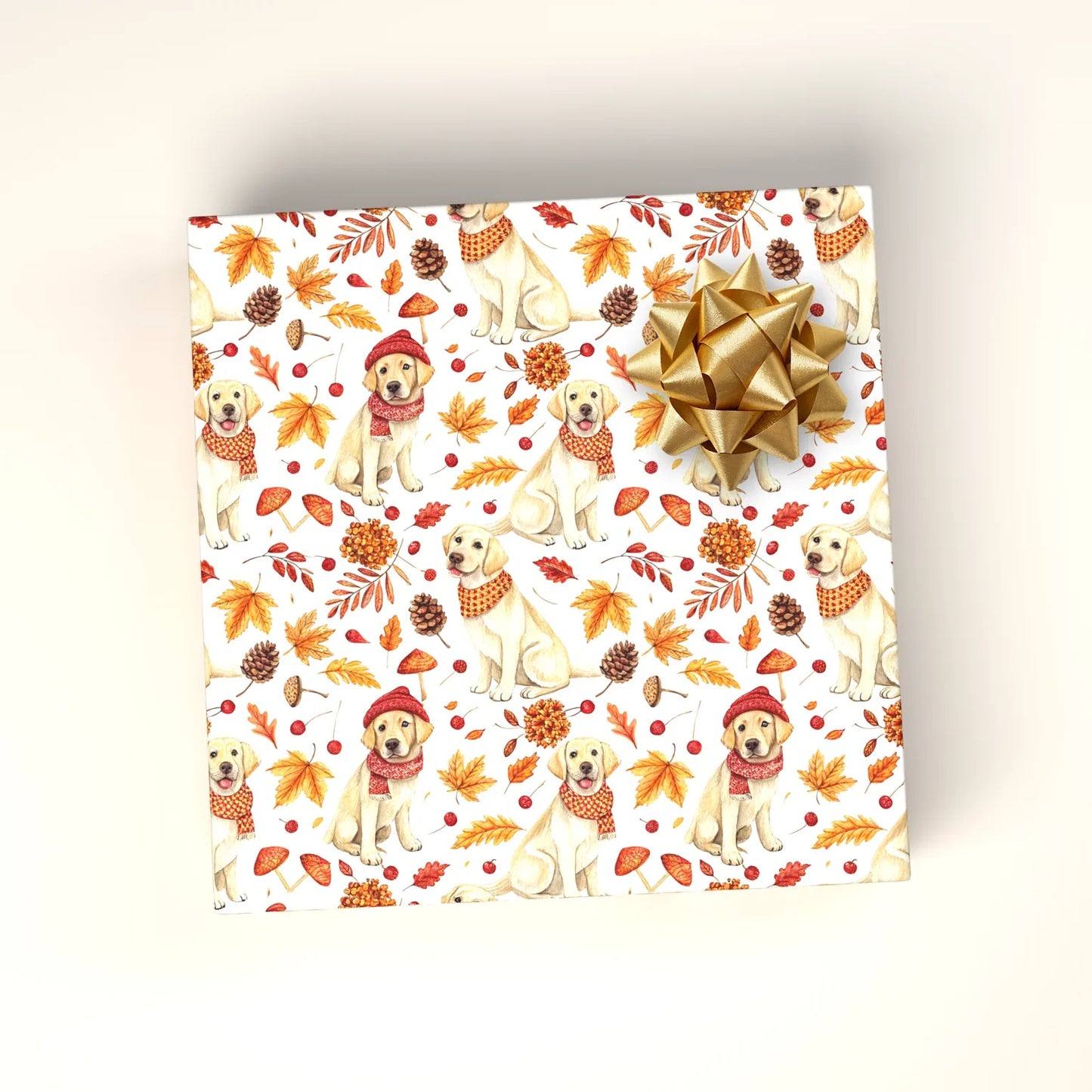 Autumn Lab: Yellow Labrador Fall Wrapping Paper — wrapped gift presentation