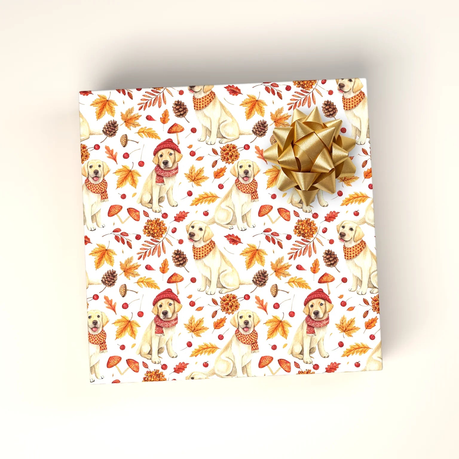 Autumn Lab: Yellow Labrador Fall Wrapping Paper — wrapped gift presentation