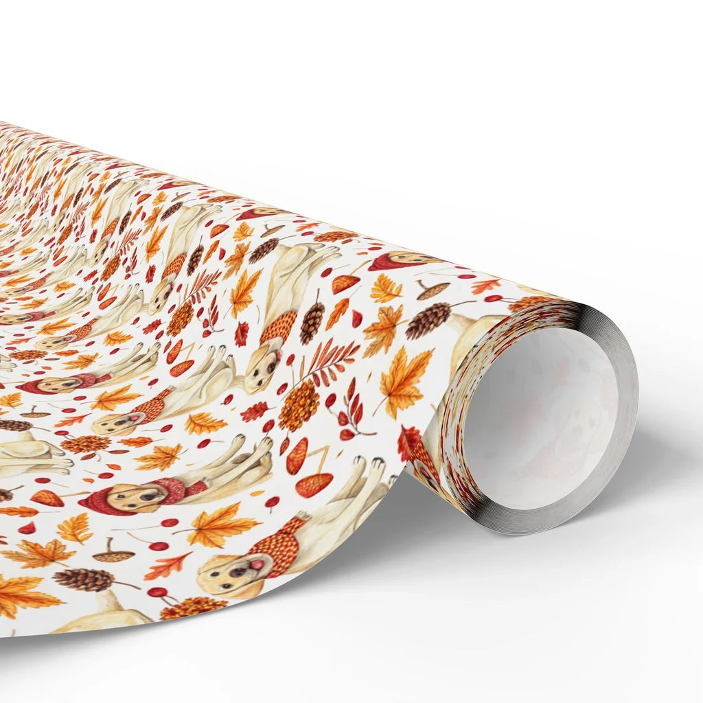 Autumn Lab: Yellow Labrador Fall Wrapping Paper — paper roll