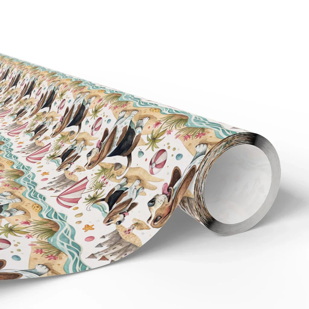 Basset Hound Beach Wrapping Paper — paper roll