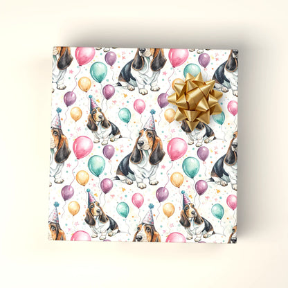 Basset Hound Birthday Wrapping Paper — wrapped gift presentation