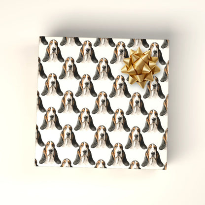 Basset Hound Portrait Wrapping Paper — wrapped gift presentation