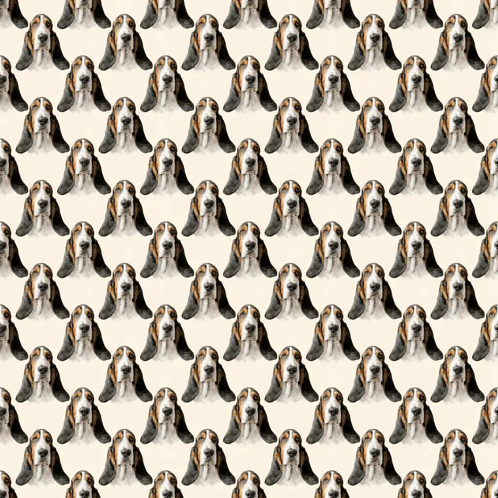 Basset Hound Portrait Wrapping Paper — repeating pattern tile