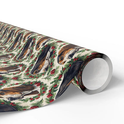 Basset Hound Portrait Wreath Wrapping Paper — paper roll