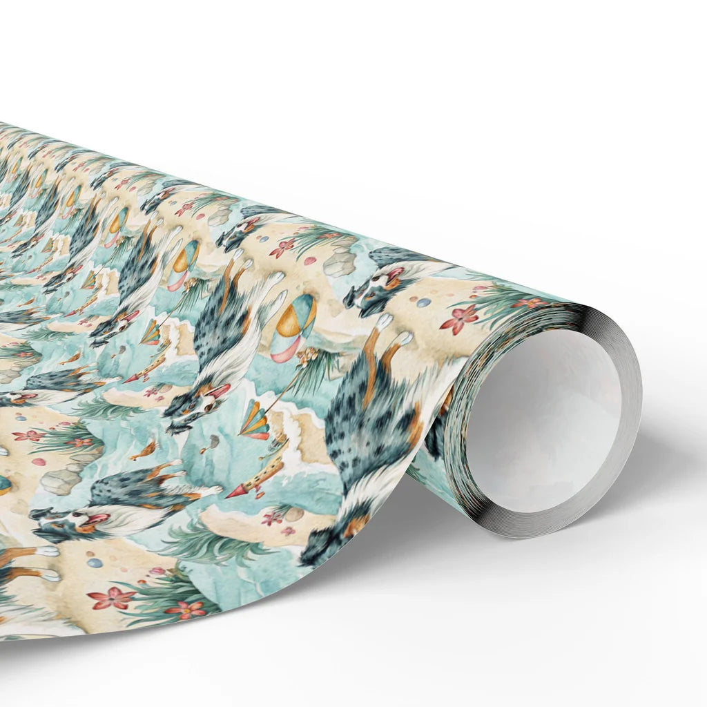 Beach Day Australian Shepherd Wrapping Paper — paper roll