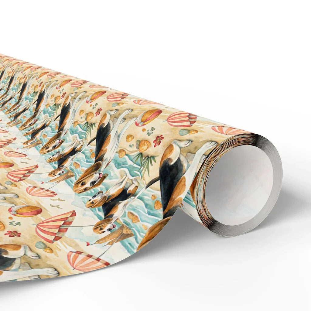 Beach Day Beagle Wrapping Paper — paper roll