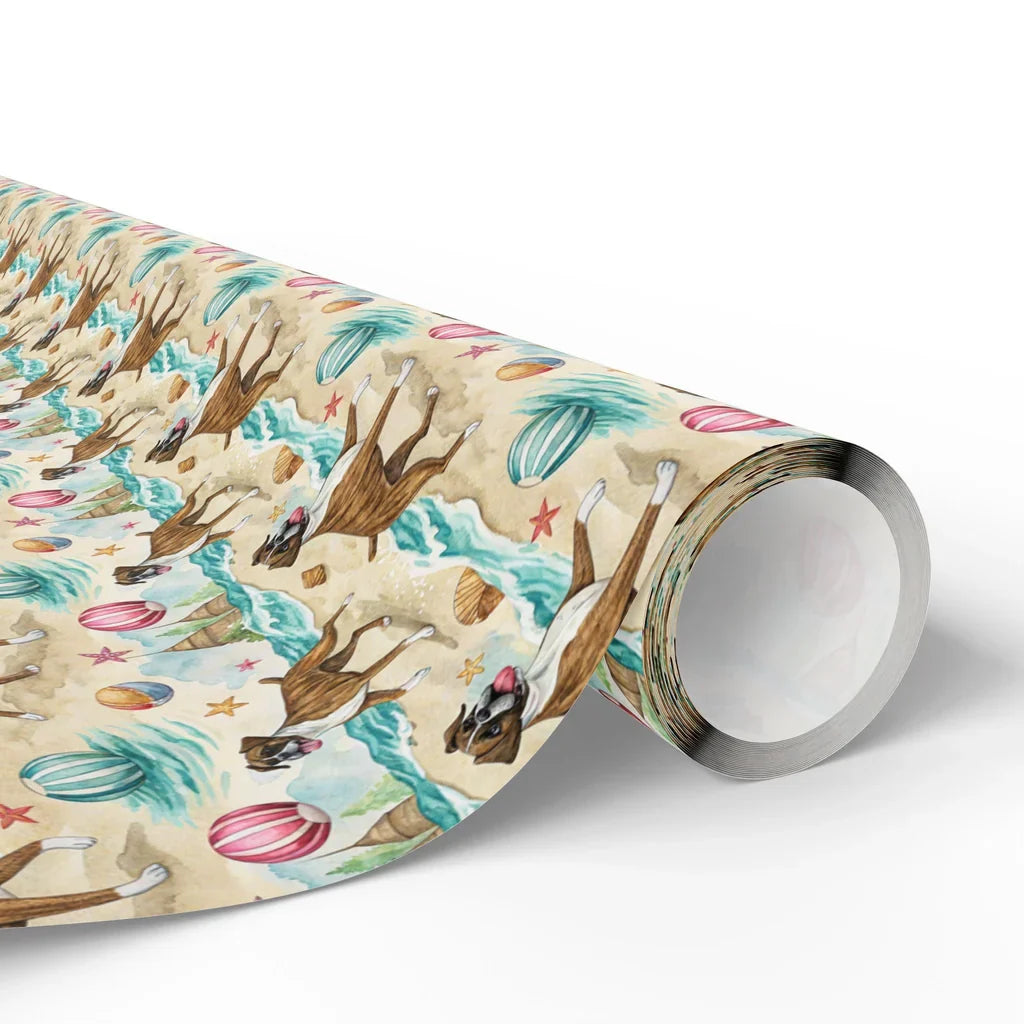 Beach Day Boxer Wrapping Paper — paper roll