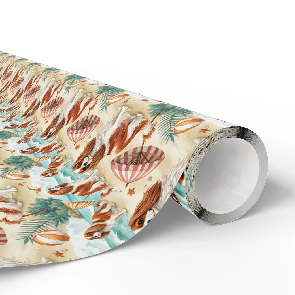 Beach Day Cavalier King Charles Spaniel Wrapping Paper — paper roll