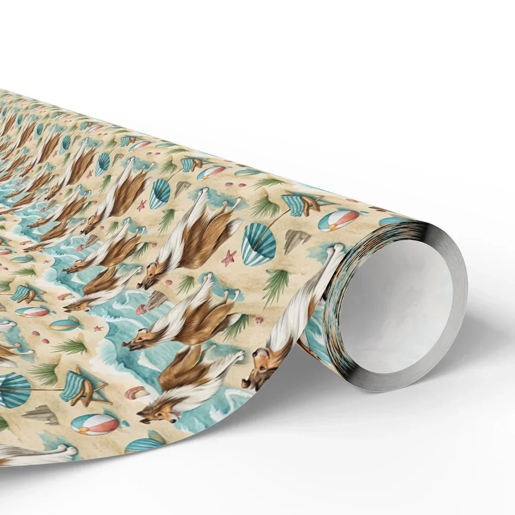 Beach Day Sheltie Wrapping Paper — paper roll