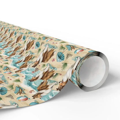 Beach Day Sheltie Wrapping Paper — paper roll