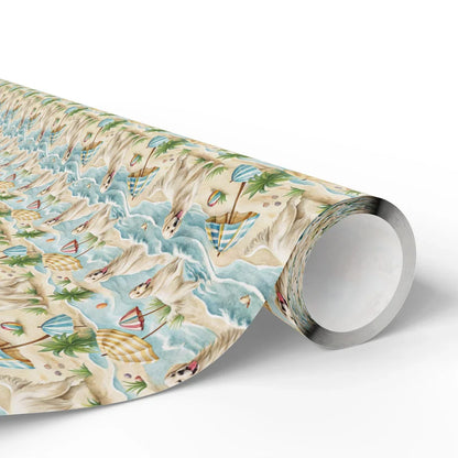 Beach Day Golden Retriever Wrapping Paper — paper roll