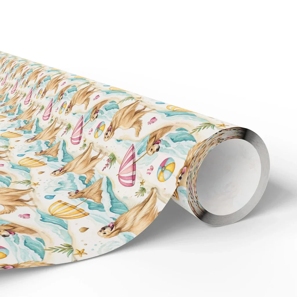 Beach Day Golden Retriever Wrapping Paper — paper roll