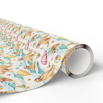 Beach Day Golden Retriever Wrapping Paper — paper roll