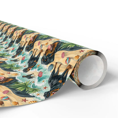 Beach Day Rottweiler Summer Wrapping Paper — paper roll