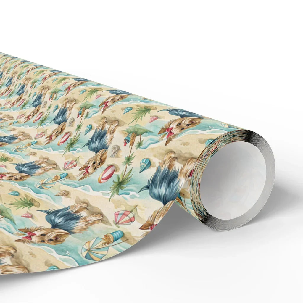 Beach Day Yorkie Wrapping Paper — paper roll