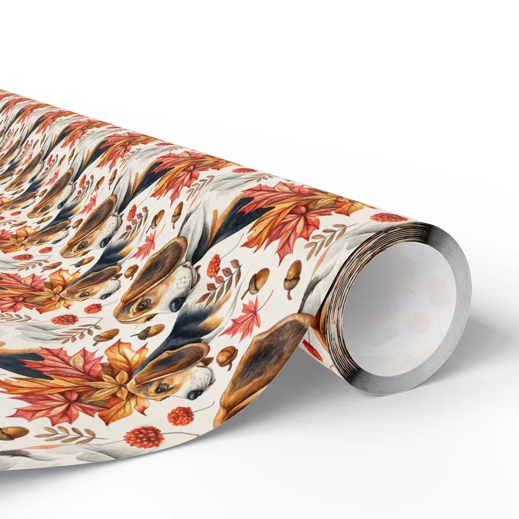 Beagle Autumn Leaves Wrapping Paper — paper roll