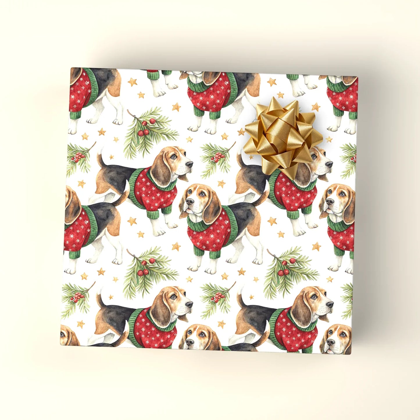 Beagle Christmas Sweater Wrapping Paper — wrapped gift presentation