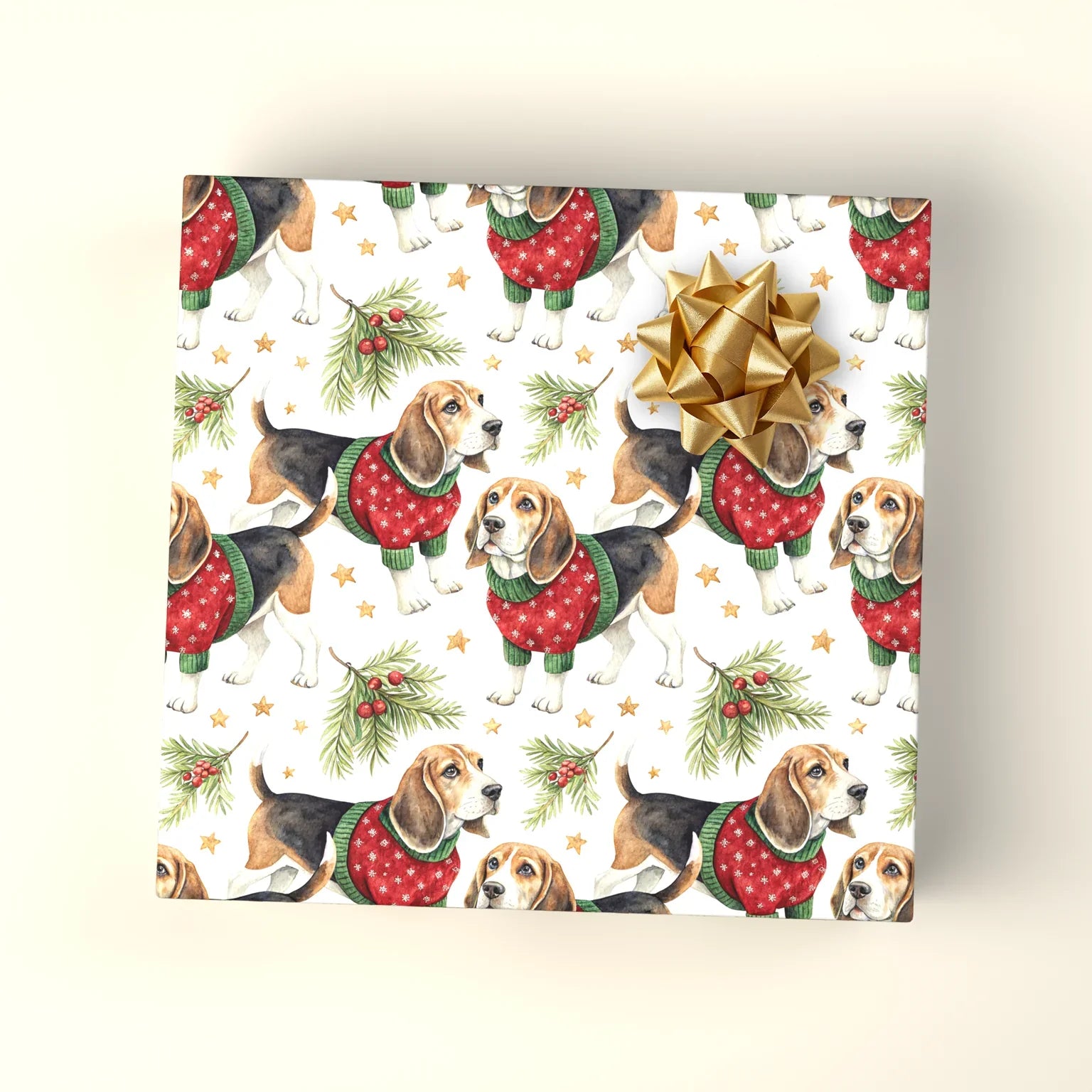 Beagle Christmas Sweater Wrapping Paper — wrapped gift presentation