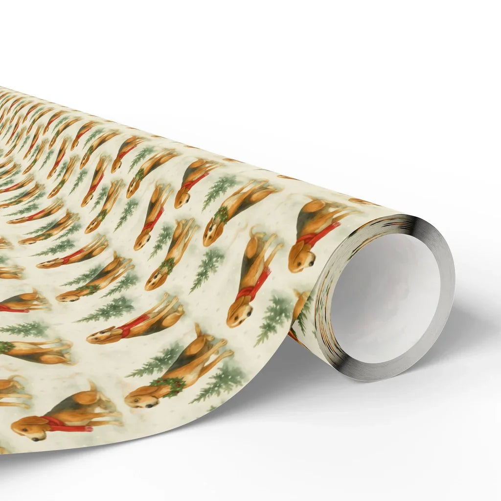Beagle Christmas Wrapping Paper: Scarves and Snow — paper roll