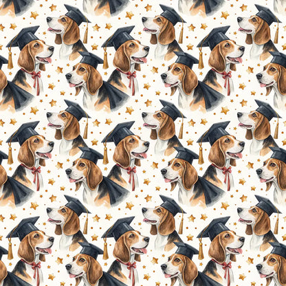 Beagle Graduation Wrapping Paper — repeating pattern tile