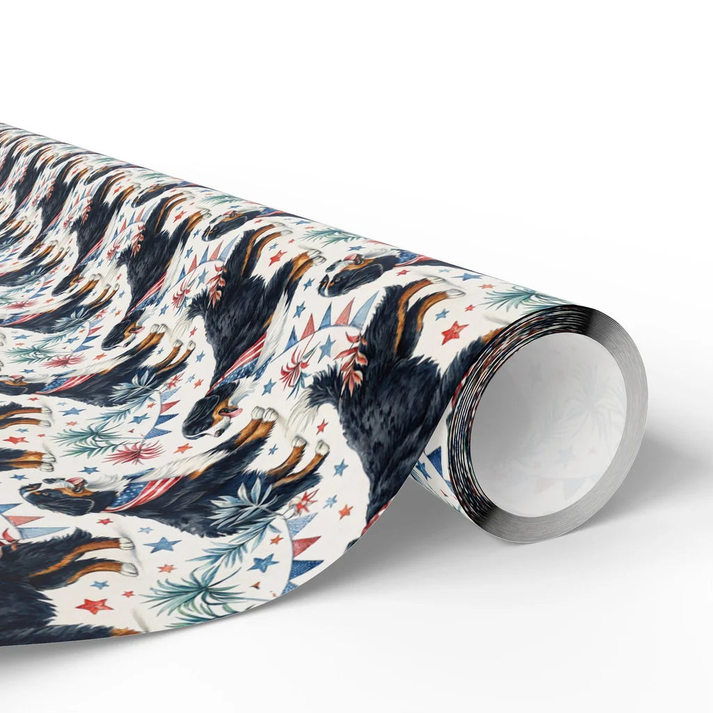 Bernese Mountain Dog Americana Wrapping Paper — paper roll