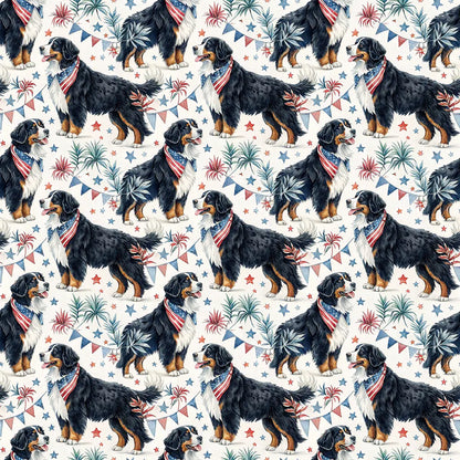 Bernese Mountain Dog Americana Wrapping Paper — repeating pattern tile
