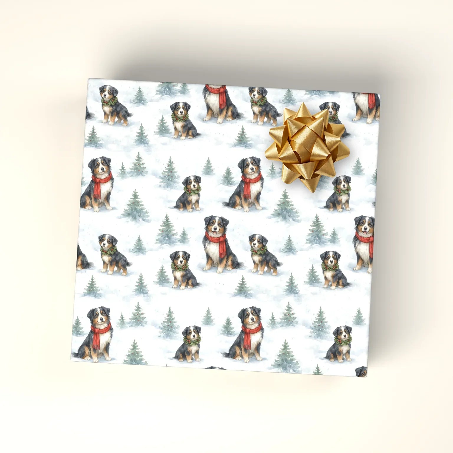 Bernese Mountain Dog Christmas Wrapping Paper — wrapped gift presentation