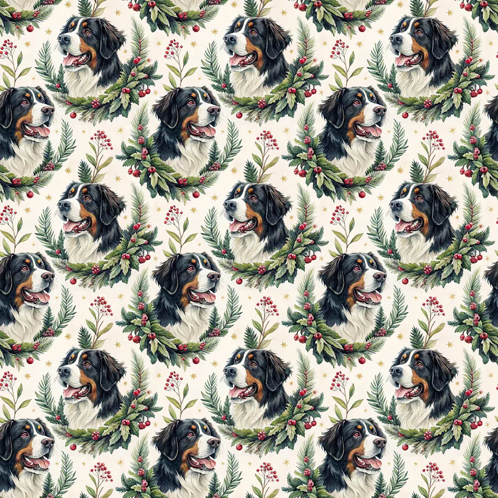 Bernese Mountain Dog Christmas Wrapping Paper — repeating pattern tile