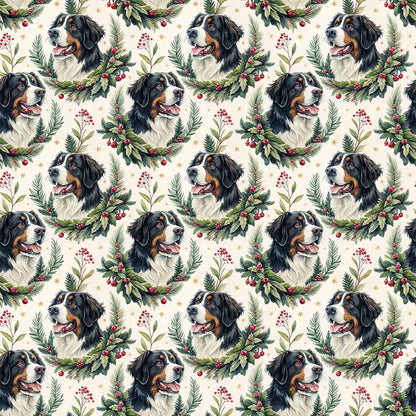Bernese Mountain Dog Christmas Wrapping Paper — repeating pattern tile