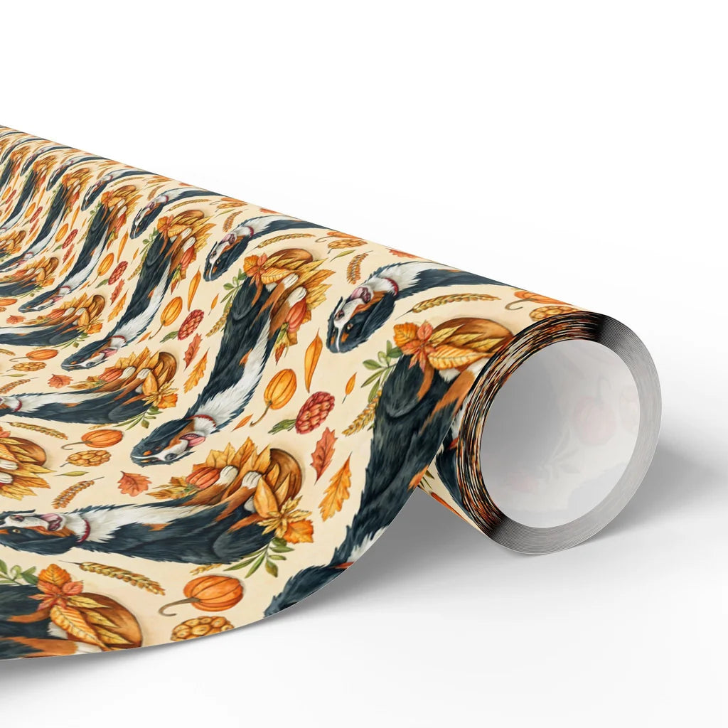 Bernese Mountain Dog Fall Harvest Wrapping Paper — paper roll